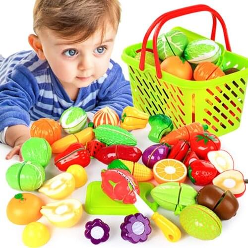 6-37pcs Children Pretend Role Play House Toy Cutting Fruit Plastic Vegetables Food Kitchen Baby Classic Kids Educational Toys