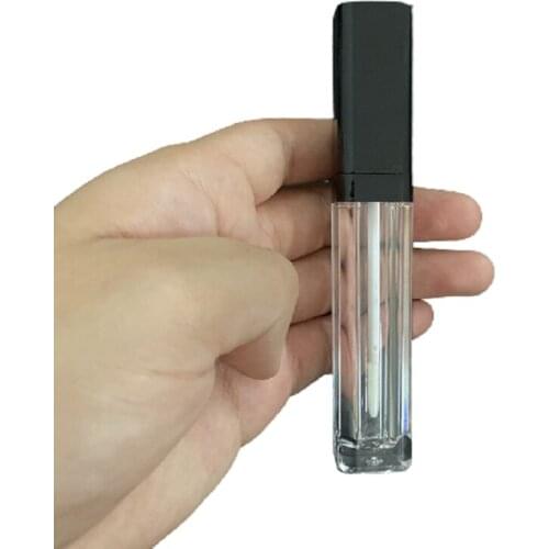6.5ml Empty Transparent Lip Glaze Bottle Black Lid Cosmetic Packaging Plastic Container 30pieces 50pieces Square Lipgloss Tubes