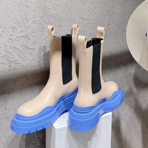 2021 Women Boots Platform Thick Sole Womens Warm Winter Fashion Mid Calf Boots Women Shoes