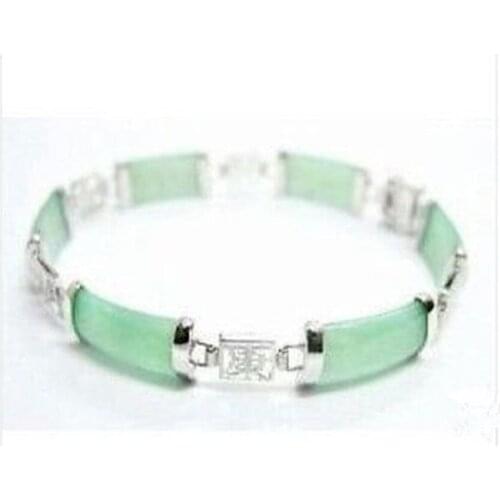 Rare Asian green Jade link Bracelet^^@^18K GP SHIPPING