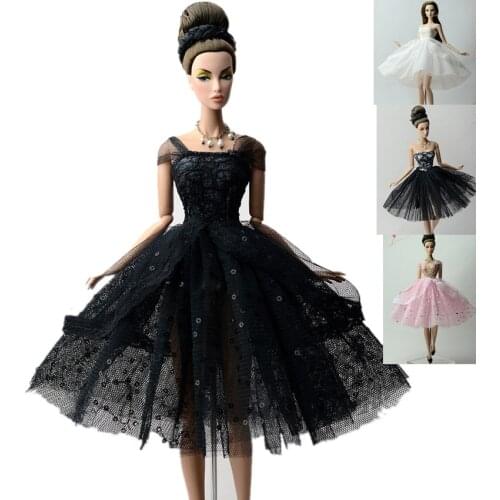 Black WHITE Dress Skirt Clothes Elegant Party Dress For 1/6 Doll Clothing For Children Kids Girls Gift New