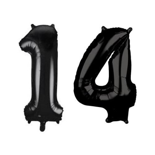 Black balloons number 14 two black balloons 100 cm aluminum foil very resistant decoration birthday/anniversary