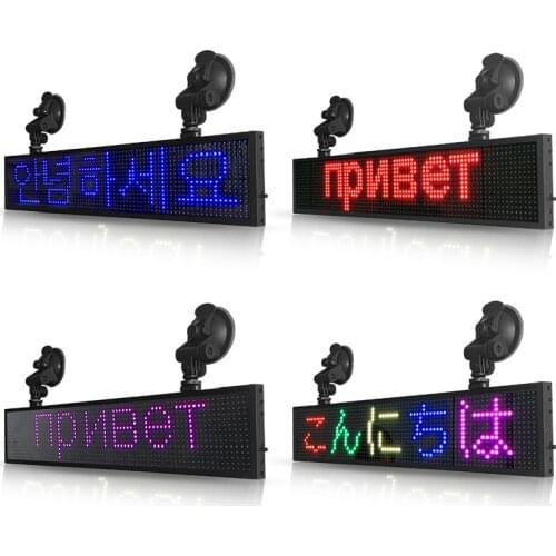 RGB P5MM12v Car Led Sign 50x10CM with WiFi + USB Connection Scrolling Message led Signs for Business Programmable LED Display