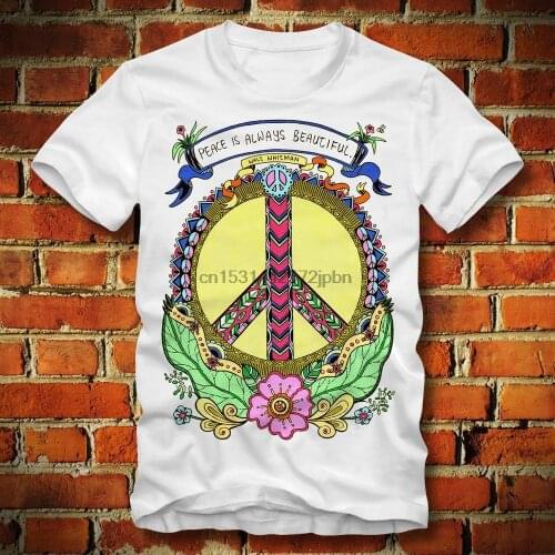 BOARDRIPPAZ T Shirt Peace Is Always Beautiful Walt Whitman Flower Power Hippie Love Peace Flower Power Woodstock Shirt