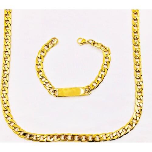 Huan Wen 9mm Bracelet Men Women Chain & Link Curb Amboss 1:1 Bracelets Necklaces Fashion Gold Silvery Stainless Steel NK047