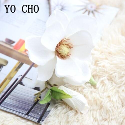 Artificial Silk Magnolia Flower Branch Home Hotel Table Decor Fake Flower Orchid Wedding Centerpiece Photography Props Flowers
