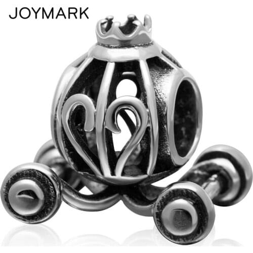 JOYMARK Pumpkin Princess Car Vintage Tone Authentic 925 Sterling Silver Beads For European Charm Bracelets Necklaces SAPB3145