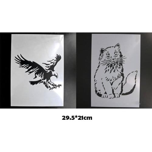 2pc Eagle Painting Template Stencils For Diy Scrapbooking Laser Engraving Environmentally Friendly Non-toxic Material Reusable