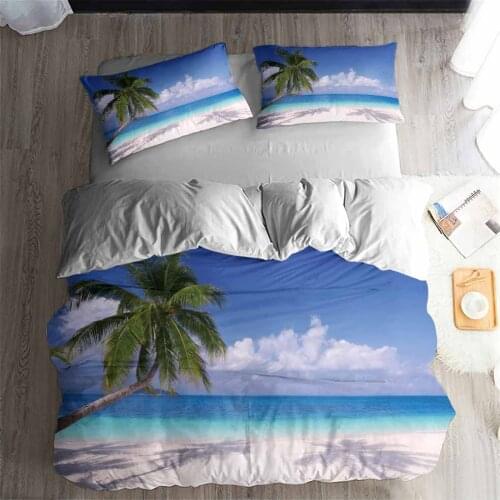 HELENGILI 3D Bedding Set Beach Coconut tree Print Duvet cover set bedclothes with pillowcase bed set home Textiles