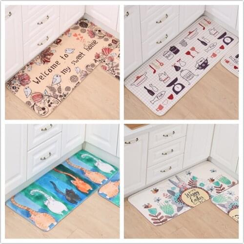 Kitchen Carpet Floor Mat Cooking Utensil Printed Carpets Anti-Slip Living Room Bedroom Floor Carpets Absorbent Bath Rug