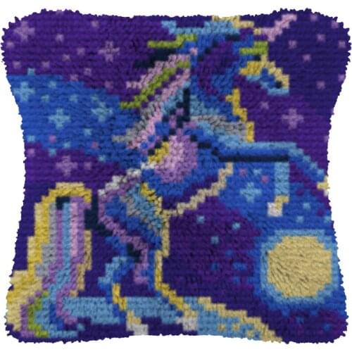 Latch Hook kits Pillow Horse Diy Handmade Printed Canvas Cushion Latch Hook Kits DIY Unfinished accessories