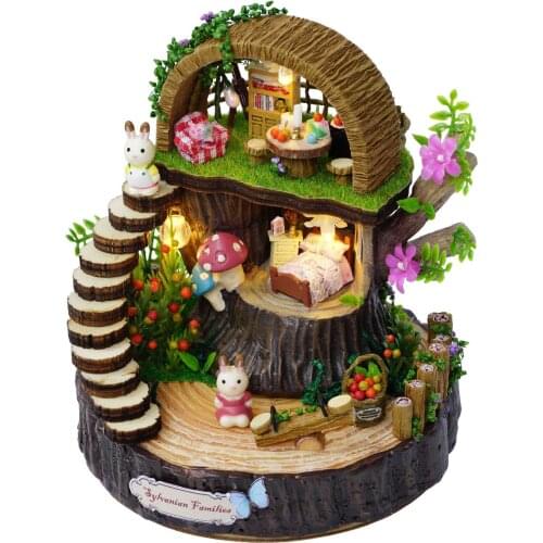 Furniture DIY Doll House Wodden Miniatura Doll Houses Furniture Kit Puzzle Handmade Dollhouse Toys For Children girl gift Y005