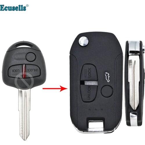 Modified flip 3 Button Remote Blank Key Case shell Fob For MITSUBISHI ASX Lancer Outlander MIT11 uncut blade