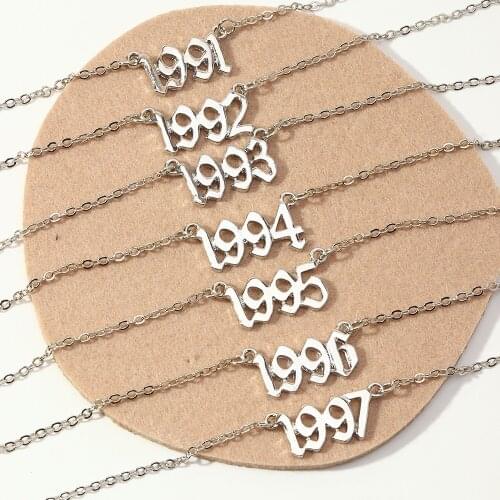 Fashion TRENDY Geometric White Gold Anklets for Women Digital Birthday Alloy Year Pendant Anklets Jewelry for Girls