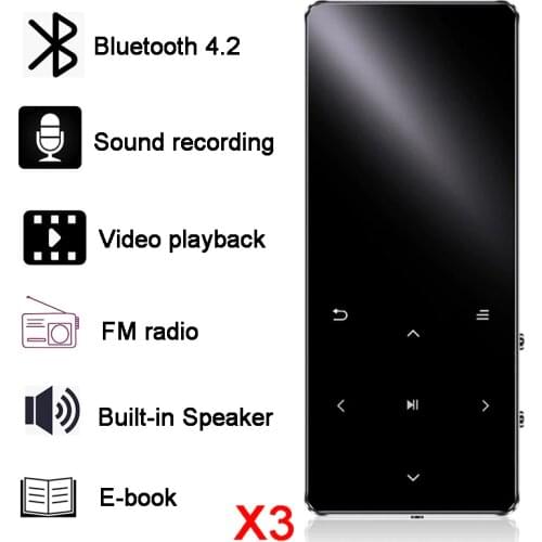 MP3 Player with bluetooth Speaker touch keys hi fi fm radio mini USB mp3 sport MP 3 HiFi music player portable metal walkman 16G