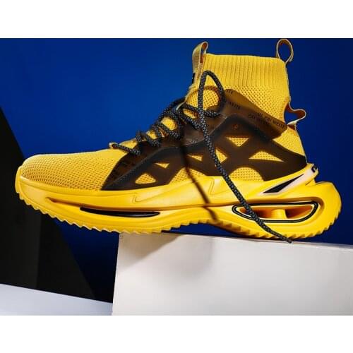 Fashion High-top Men Shoes Sneakers Running Sports Trainers Tenis Men Shoes Off White Non-leather Men Casual Shoes