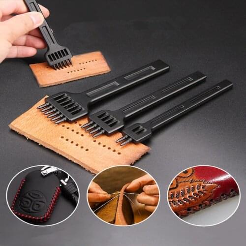 New mold leather cutting needle wallet belt round perforation DIY sewing chisel set craft kit 5mm hole spacing 6mm diameter, 4mm