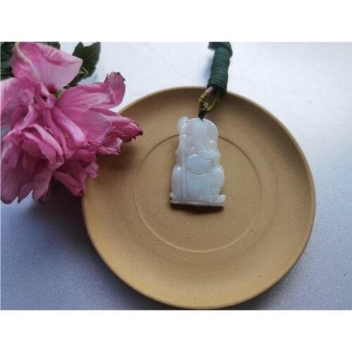 Natural Jade Guan Gong Jadeite Emerald Necklace Carved Charm Jewellery Fashion Amulet for Men Women Lucky Gifts