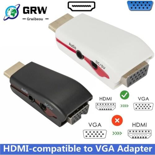 HDMI-compatible Female to VGA Male Converter 3.5mm Audio Cable Adapter 1080P HD Video Output for PC Laptop TV Monitor Projector
