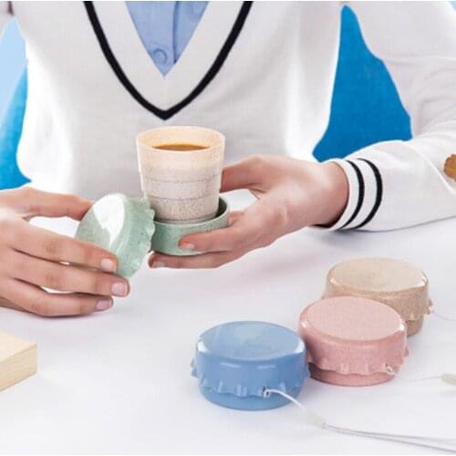 Travel Plastic Folding Wheat Water Glass Collapsible Folding Cup Telescopic Drinking Cup Convenient Easy To Carry Fold Down Flat