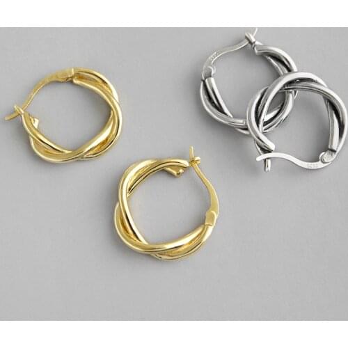 1pair Authentic 925 Sterling silver Double Rows Twisted Roped Hoop Huggie Earrings Leverback FINE jEWELRY E455