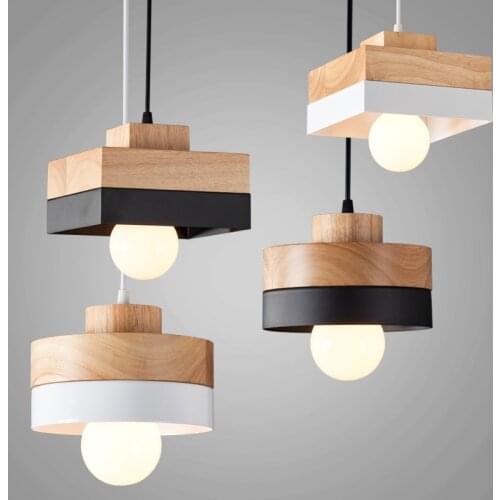Modern Minimalist Creative Wood Wrought Iron Led Chandelier Bar Round Square Dining Chandelier Bedroom Lighting Lamps