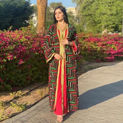 U-cn Robe Femme Musulman Ensembles Abaya Dubai Turkey Muslim Fashion Sets Hijab Dress Islam Clothing Dresses Abayas For Women