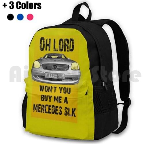 Oh Lord-Song Text Outdoor Hiking Backpack Waterproof Camping Travel Star Daimler Label Automobile Auto Club Car Sports Car
