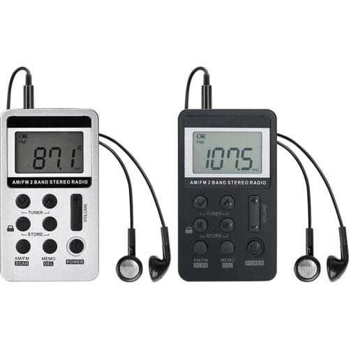 Universal Portable Dual Band Stereo AM/FM Pocket Radio High Sensitivity Digital Display Mini Radio Receiver with HiFi Earphones