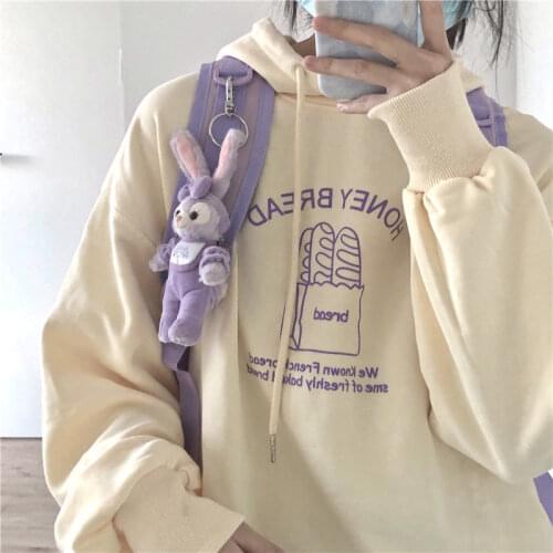 Spring Hooded Sweatshirts Women Thin Section 2021 Korean Loose Pullover Hoodies Fashion Print Oversized Sweatshirt Female