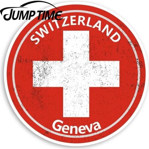 Jump Time Geneva Switzerland Vinyl Stickers - Flag Travel Sticker LuggageDecal Car Window Bumper Car Accessories