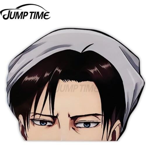 JumpTime 13 x 7cm Levi Anime Peeker Big Head Vinyl Car Stickers Custom Printing Waterproof Decal Window Trunk VAN SUV Decoration