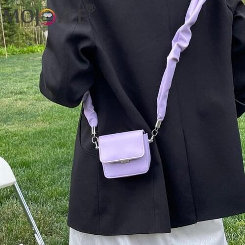 Vintage Women Messenger Bag PU Leather Pleated Solid Color Small Flap Handbags Summer Shoulder Bag for Women Wallet