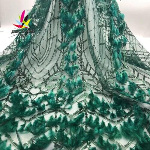 3D Embroidery Feather Lace Pure White French African Nigerian Latest Design High Quality Tulle 2020 for Aso-Ebi
