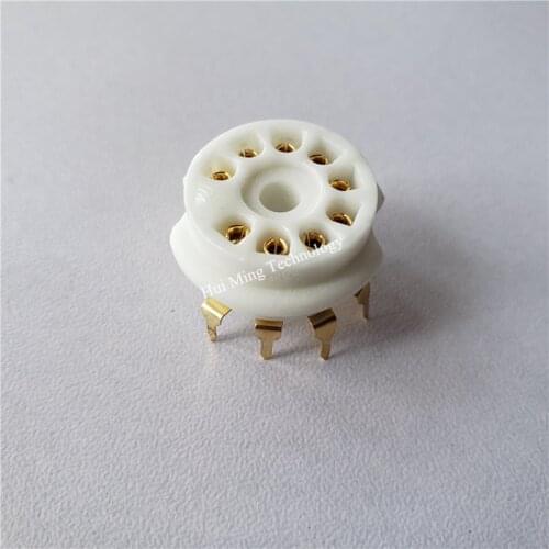 10pcs Ceramic tube socket Small 9 pin tube socket GZC9-B GZC9-B-G golden foot 12AX7 12AU7 ECC83 12AY7 12AZ7 12BH7 tube amplifier
