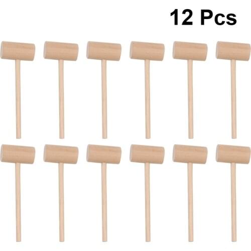 12 pcs Hitting Hammers Durable Creative Round Solid Wood Mini Hammer Cake Mallet Educational Toy for Home Kitchen Round