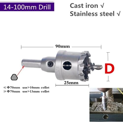 14mm-100mm-1PCS-free shipping,Stainless steel alloy hole opener,Iron plate reaming drill bit,Thick aluminum plate metal reamer