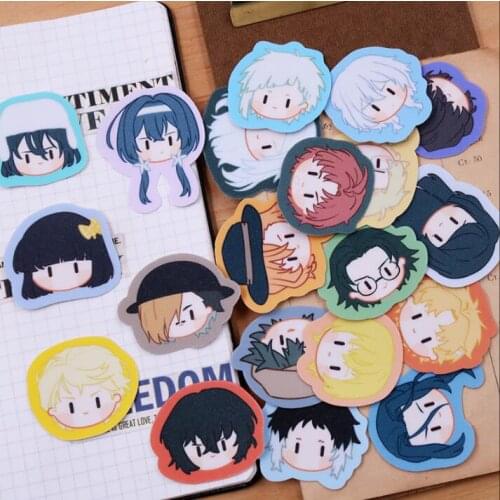 20pcs/1pack Bungo Stray Dogs Dazai Osamu Head Sticker Waterproof Luggage Phone DIY Scrapbook Stickers 6262 Decal Decor Cosplay