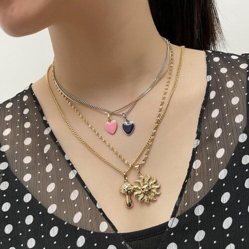2021 INS Hot Mushroom Sun Smile Sun Fresh Necklace Simple Cartoon Mushroom Pendant Necklace For Women Girls Trendy Jewelry Gift