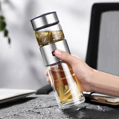 400ml Glass Water Bottle With Loose Leaf Tea Strainer Tea Infuser Double wall Glass Bottle Free to disassemble Thermos
