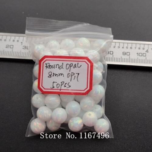 50pcs /lot 8mm Round Ball Opal Synthetic Round Opal Beads ,Loose Opal Beads For Opal Necklace