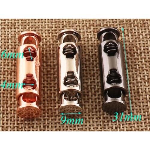8 pcs Rose Gold/Silver/Gunmetal Double Barrel Toggle Cord Lock Stopper Rope Buckle,Spring Buckle Cylinder Stopper