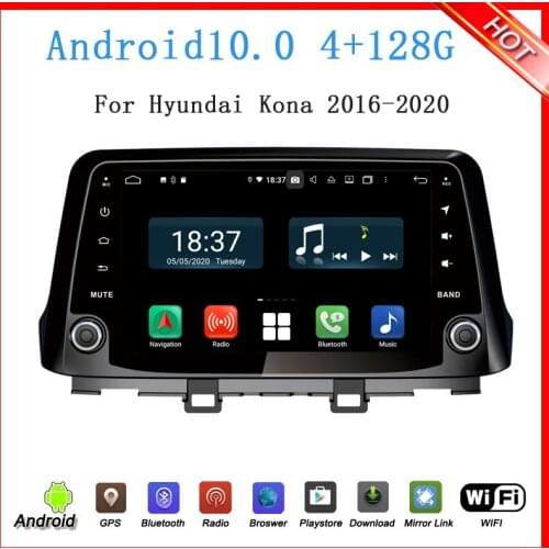 Car multimedia player for hyundai kona 2017 2018 android 10 car radio gps glonass headunit bluetooth 8core 4g ram 64g rom wifi