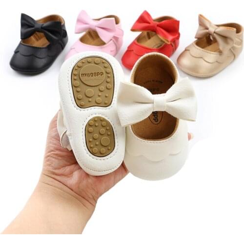 Baby Girls Cute Bowknot Princess Shoes Ballet Flats 0-18M Infant Toddler Spring Fall Casual Solid PU Leather Shoes First Walkers