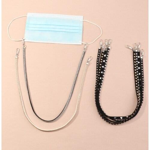 European Leather Lovely Heart Eyeglasses Chain Mask Anti-Loss Lanyard Rope Chain for Women Punk Necklace Strap Holder Safety M27