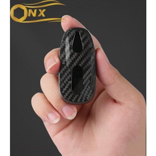 Car real carbon fiber key shell modified car remote control protective cover buckle bag For tesla model3 Y