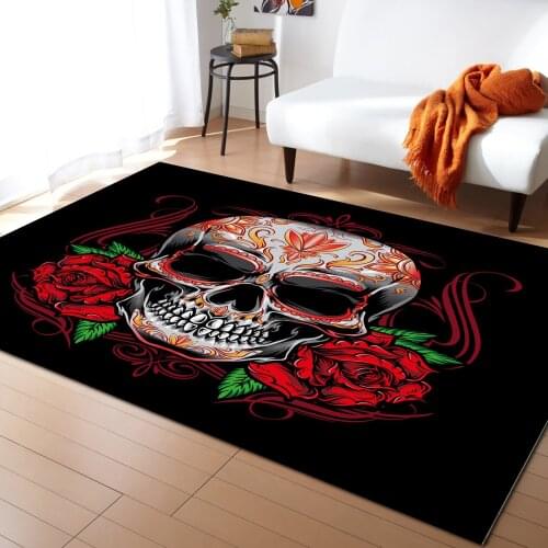 Skull Rose Skull Carpets for Bedroom Home Decor Carpets Kawaii Rugs and Carpets for Home Living Room Outdoor Rug