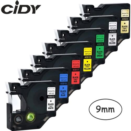 Cidy 7pcs for Dymo D1 Tape 9mm 40913/40916/40917/40918/40919/40922/40923 Laminated Label Ribbon For Dymo LM160 280 label maker