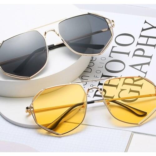 Elbru Personality Metal Frame Sunglasses Fashion Trend Irregular Plain Glasses Outdoors Sunshade Eye Protection Sunglasses