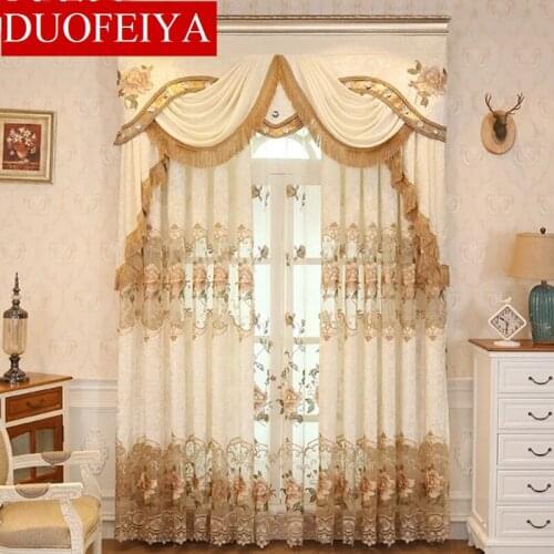 Polyester European Luxury elegance Embroidery Blackout curtain for living room/ Kitche French Window Drapes Shading Cloth Decor